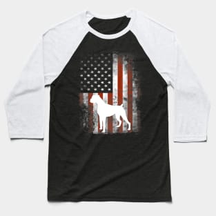 Boxer Dog American Flag Vintage Retro Baseball T-Shirt